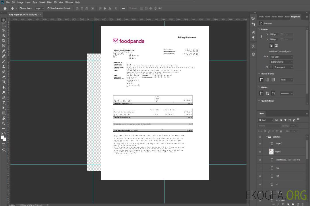 États-Unis New York Relevé de facturation Foodpanda Modèle Word et PDF, 4 pages template États-Unis New York Relevé de facturation Foodpanda Modèle Word et PDF, 4 pages template
